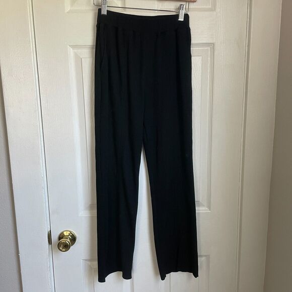Niko And... black ribbed pants pull on elastic waist split hem size M - Picture 4 of 10